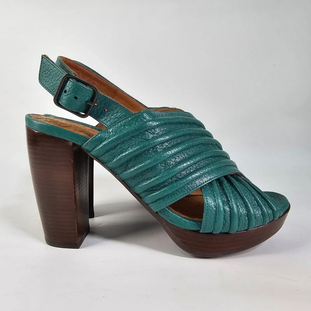 Chie Mihara Alubia Sandal Heels Womens 6 Crossover Platform Designer Slingback